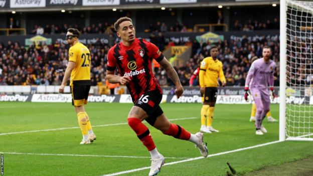 Marcus Tavernier celebrates scoring for Bournemouth against Wolves