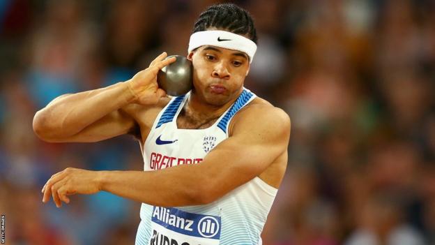 Sam Ruddock throws the shot put at the 2017 Para-athletics World Championships