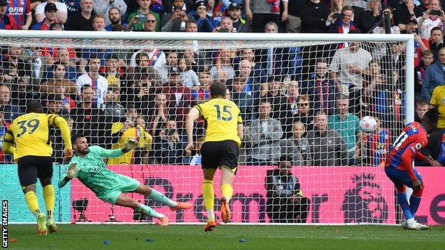 Zaha scores the winning goal from the penalty spot