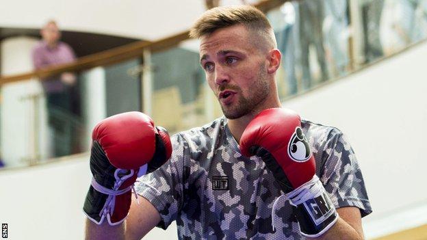 Josh Taylor works out at Glasgow's St Enoch Centre ahead of Saturday's fight