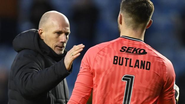 Rangers manager Philippe Clement and keeper Jack Butland