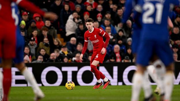 Conor Bradley in action for Liverpool against Chelsea