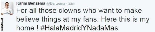 Karim Benzema tweet
