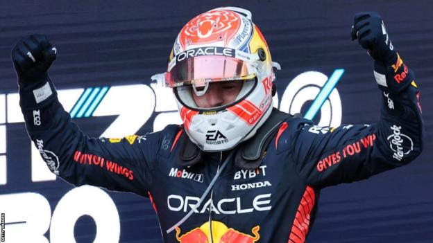 Max Verstappen celebrates Spanish GP win