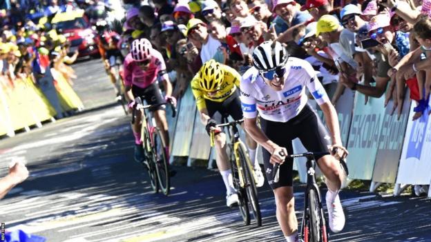 Tadej Pogacar gains valuable seconds over Tour de France rival Jonas Vingegaard on stage 13
