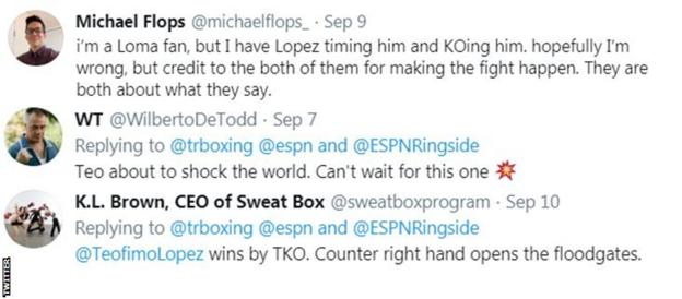 Some boxing fans on Twitter think Lopez could beat Lomachenko, with one saying he will win by knockout