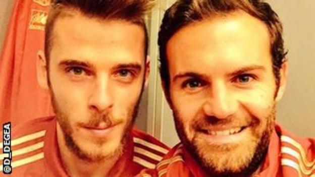 David De Gea with Juan Mata