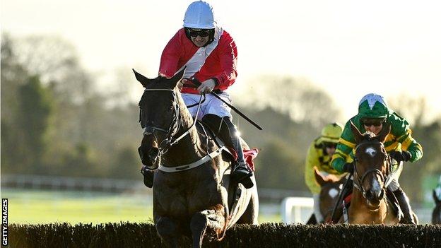 Patrick Mullins rides Allaho to victory at Punchestown in the John Durkan Memorial Chase