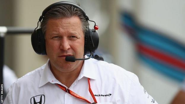 Zak Brown on the team radio at a grand prix