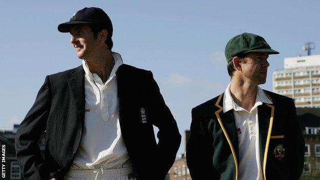 Michael Vaughan and Ricky Ponting pictured before the 2005 Ashes series