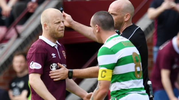 Steven Naismith: Hearts forward charged by SFA for Scott Brown challenge