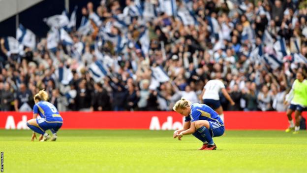 Leicester players react to defeat by Tottenham
