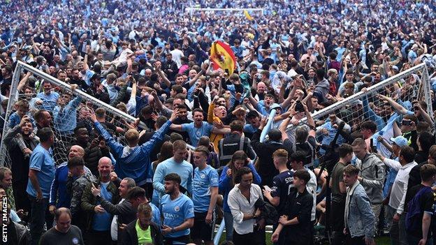 Pitch invasion at Manchester City
