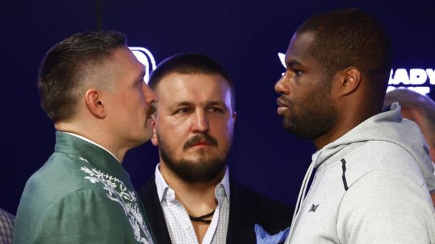 Oleksandr Usyk and Daniel Dubois face off at the news conference