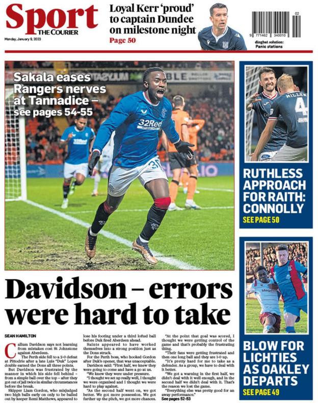The back page of the Courier on 090123