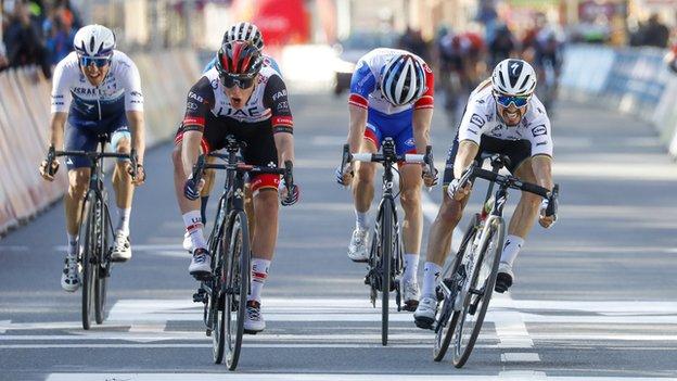 Slovenian rider Tadej Pogaca wins Liege-Bastogne-Liege classic