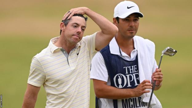 Rory McIlroy with caddie Harry Diamond on the final green at this year's Open Championship at St Andrews