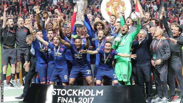 Man Utd celebrate Europa League win