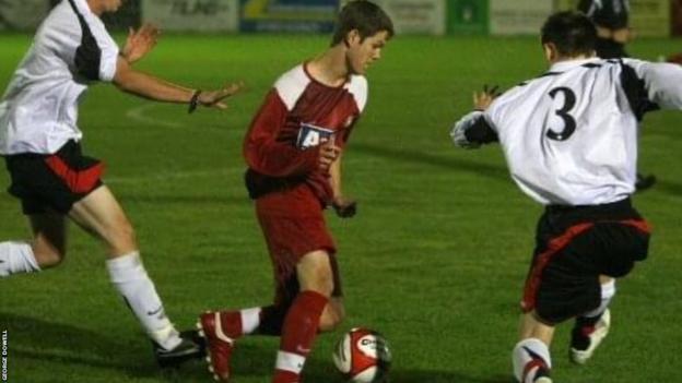 George Dowell in action on the football pitch before the accident that changed his life forever