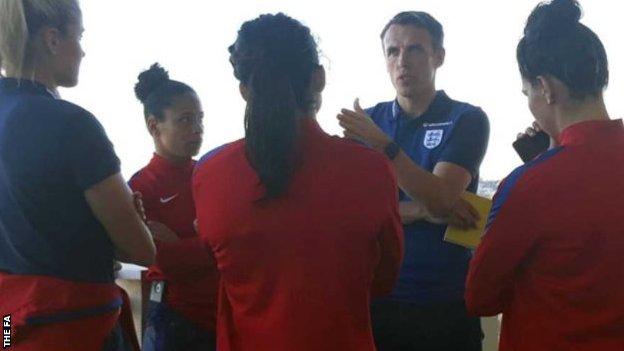 Phil Neville met the England team at their training camp at La Manga this week