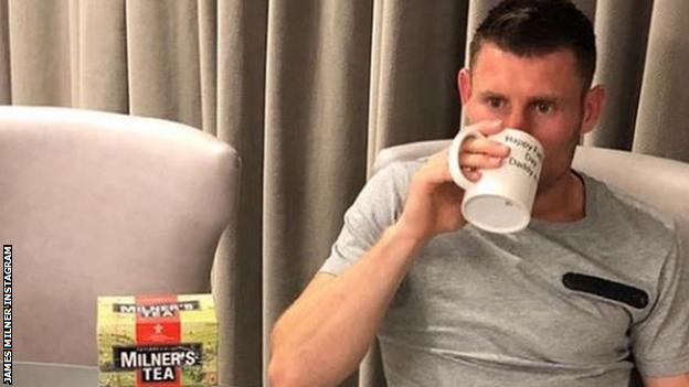 James Milner drinks tea