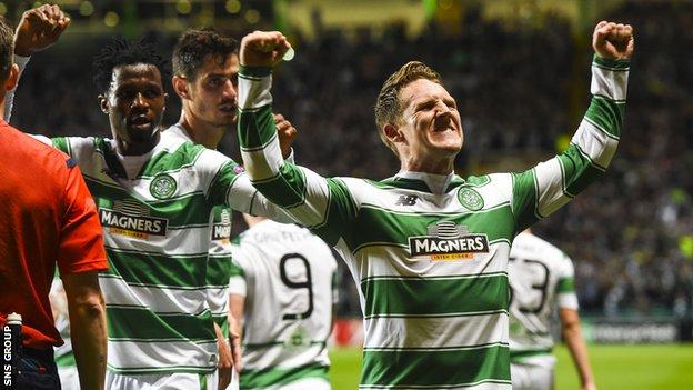 Kris Commons celebrates shooting Celtic into a 2-0 lead