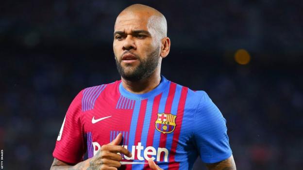 Dani Alves playing for Barcelona last year in his second spell for the club