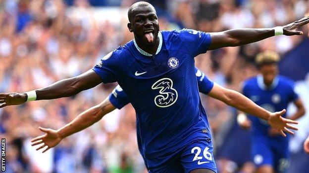 Kalidou Koulibaly celebrates scoring for Chelsea