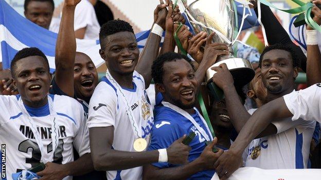 Enyimba celebrate retaining the Nigerian Cup in 2014