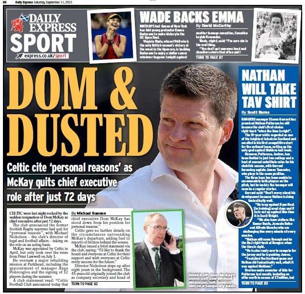 The back page of the Scottish Daily Express on 110921