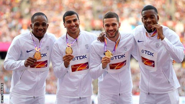 Team GB's 4x100m 2017 World Championships winning relay team