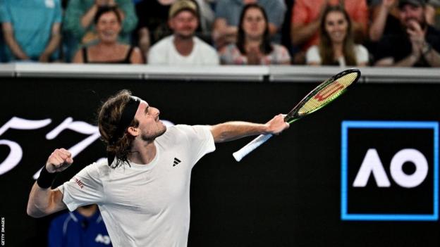 Stefanos Tsitsipas celebrates