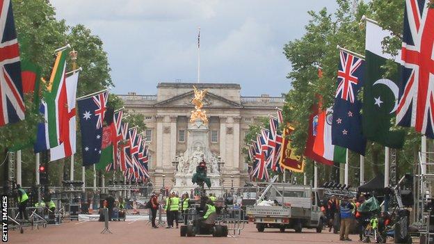 The Mall with Cricket World Cup flags