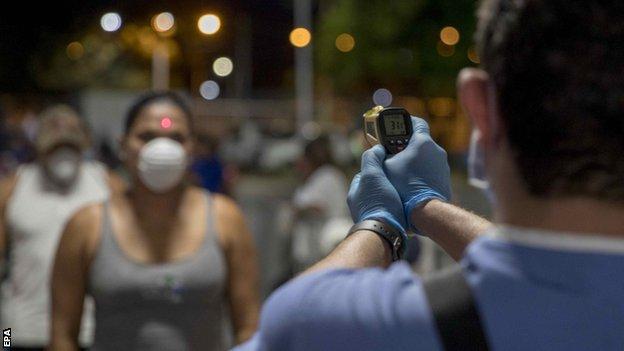 Spectators had their temperature taken outside the venue