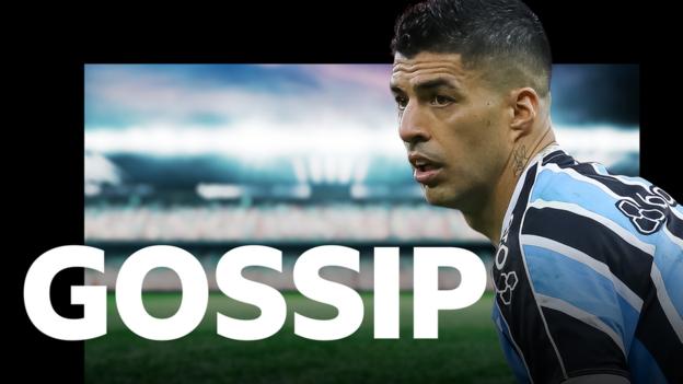 Gossip Column graphic featuring Luis Suarez