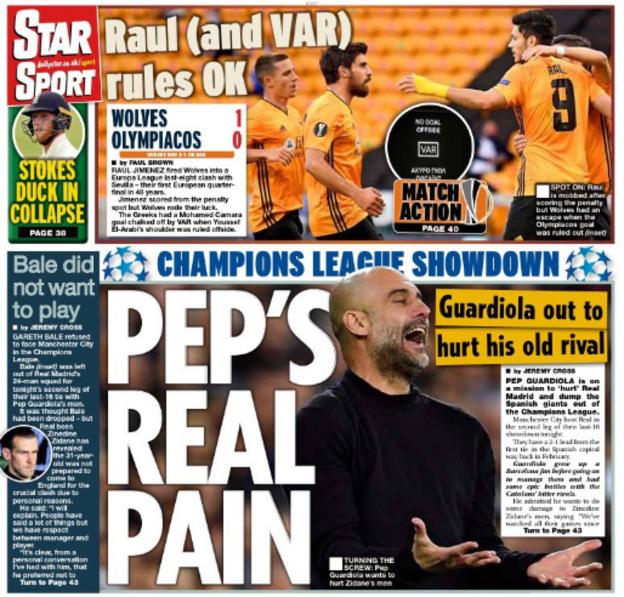 Friday's back pages BBC Sport