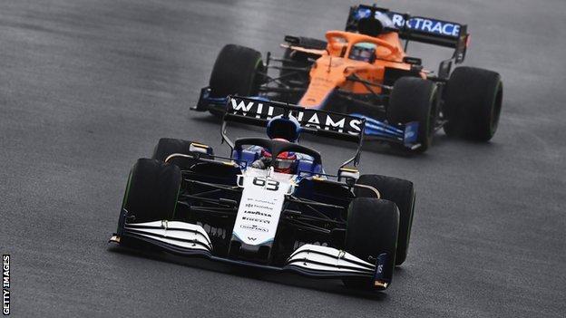 George Russell of Great Britain driving for Williams