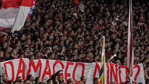 A banner was unveiled during Bayern Munich's home match on Tuesday