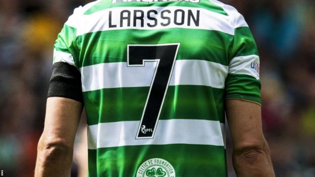 Henrik Larsson in a Celtic shirt