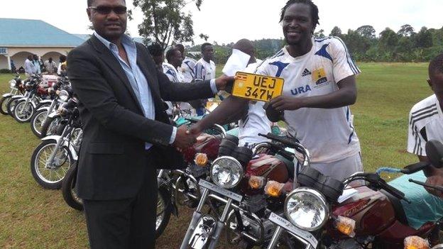 URA FC players' 'boda boda' bikes