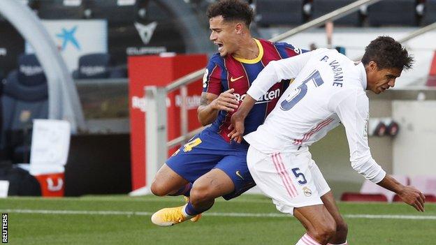 Philippe Coutinho of Barcelona versus Real Madrid