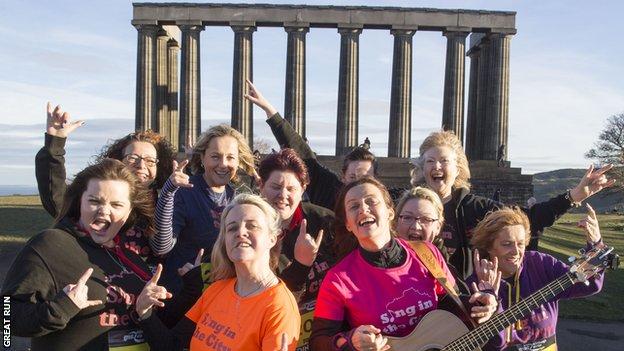 Sing in the City choir ready for the Great Edinburgh Winter Run