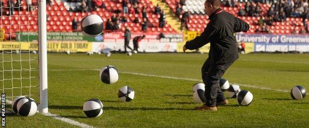 Beach balls were used as part of the protests at Charlton