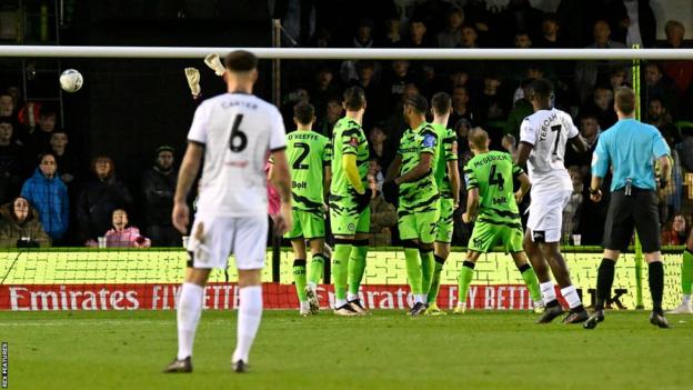 Jediah Yeboah Abbey scores for Alvechurch against Forest Green