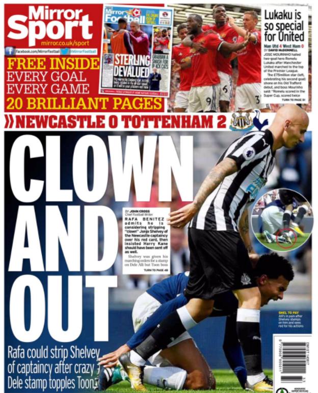 The Mirror question Jonjo Shelvey's captaincy following his stamp on Dele Alli