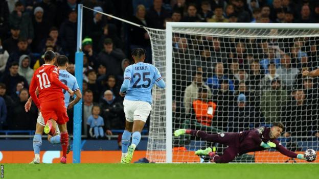 Ederson's save against Bayern Munich where he made the ball 'stick' from Leroy Sane's shot