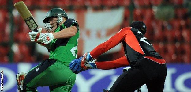 Kevin O'Brien bats for Ireland during the 2011 cricket World Cup
