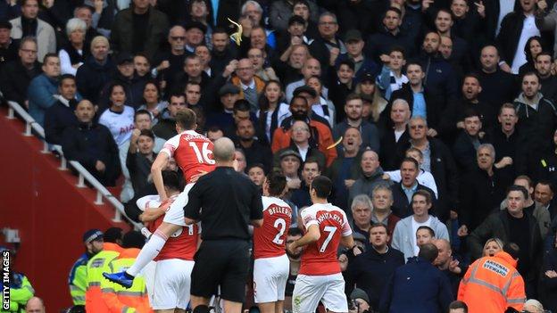 Arsenal V Tottenham Man Charged After Banana Skin Thrown During Derby Bbc Sport