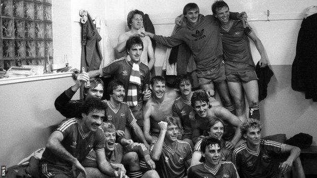 Aberdeen celebrate beating Ipswich Town in the Uefa Cup in 1981