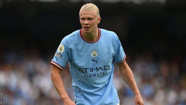 Manchester City forward Erling Haaland looks on during the win over Crystal Palace